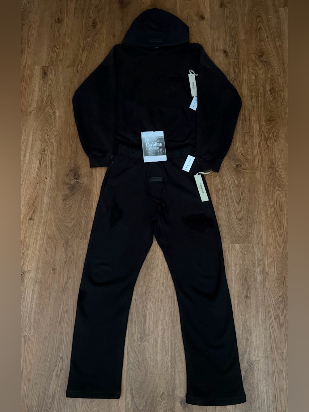 Fear of God Essentials Black Hoodie and Pants Set
